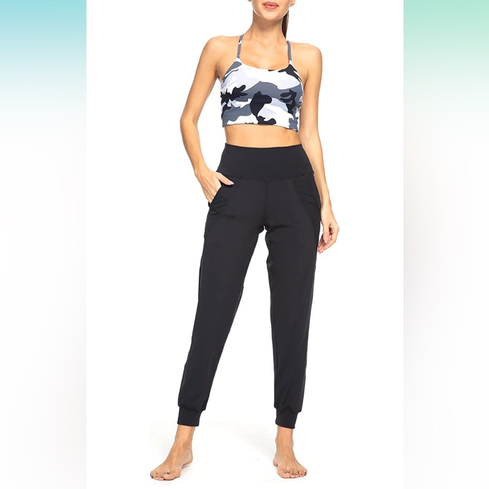 Women's Joggers with Pockets High Waisted (Black, Medium)